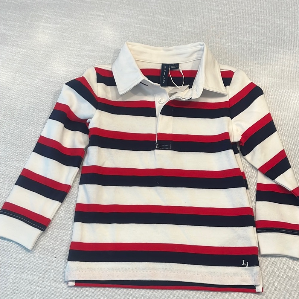 Janie and Jack Red and Blue Striped Polo Shirt